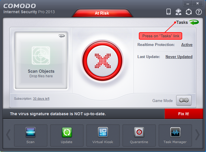 COMODO Internet Security settings 1